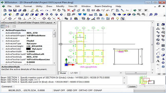 BDSolution - Make Complete Drawings of Reinforced Concrete Beam Software