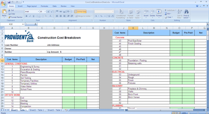 Download Construction Cost Breakdown