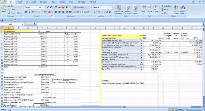 Download Construction Takeoff Sheets