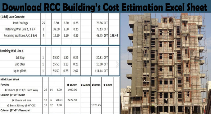 Download Cost Estimation RCC Building Excel Sheet