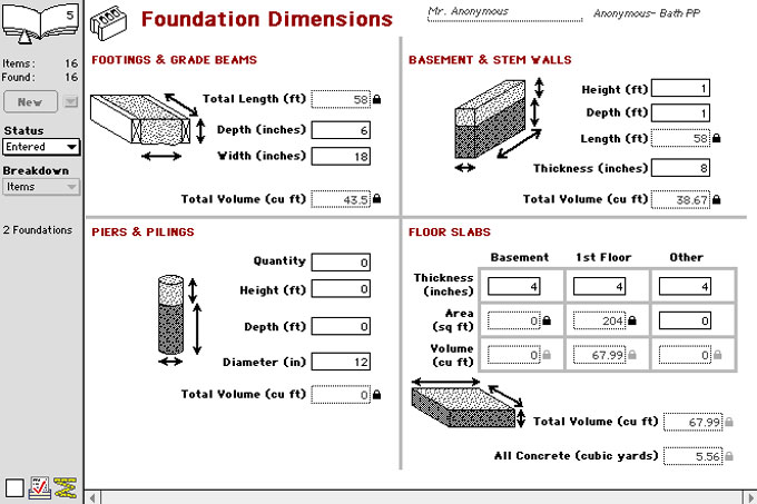 Dimensions of Foundation