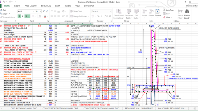 Reinforced Cement Concrete Retaining Wall (Cantilever Type) Information