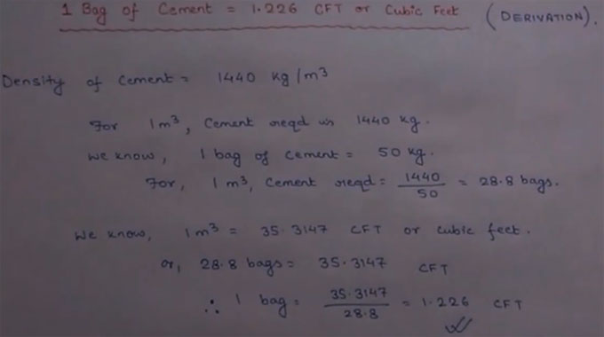 How Much CFT in 1 Bag Cement | Construction Tutorial